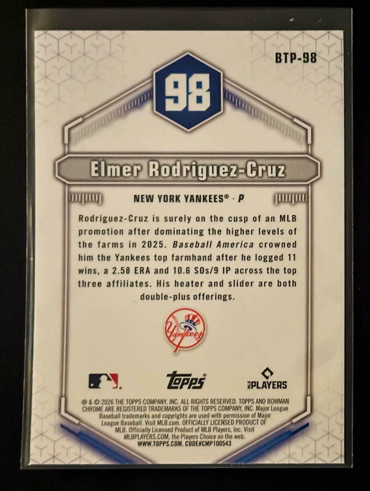 2026 Bowman Elmer Rodriguez Aqua Refractor #BTP-98 /125