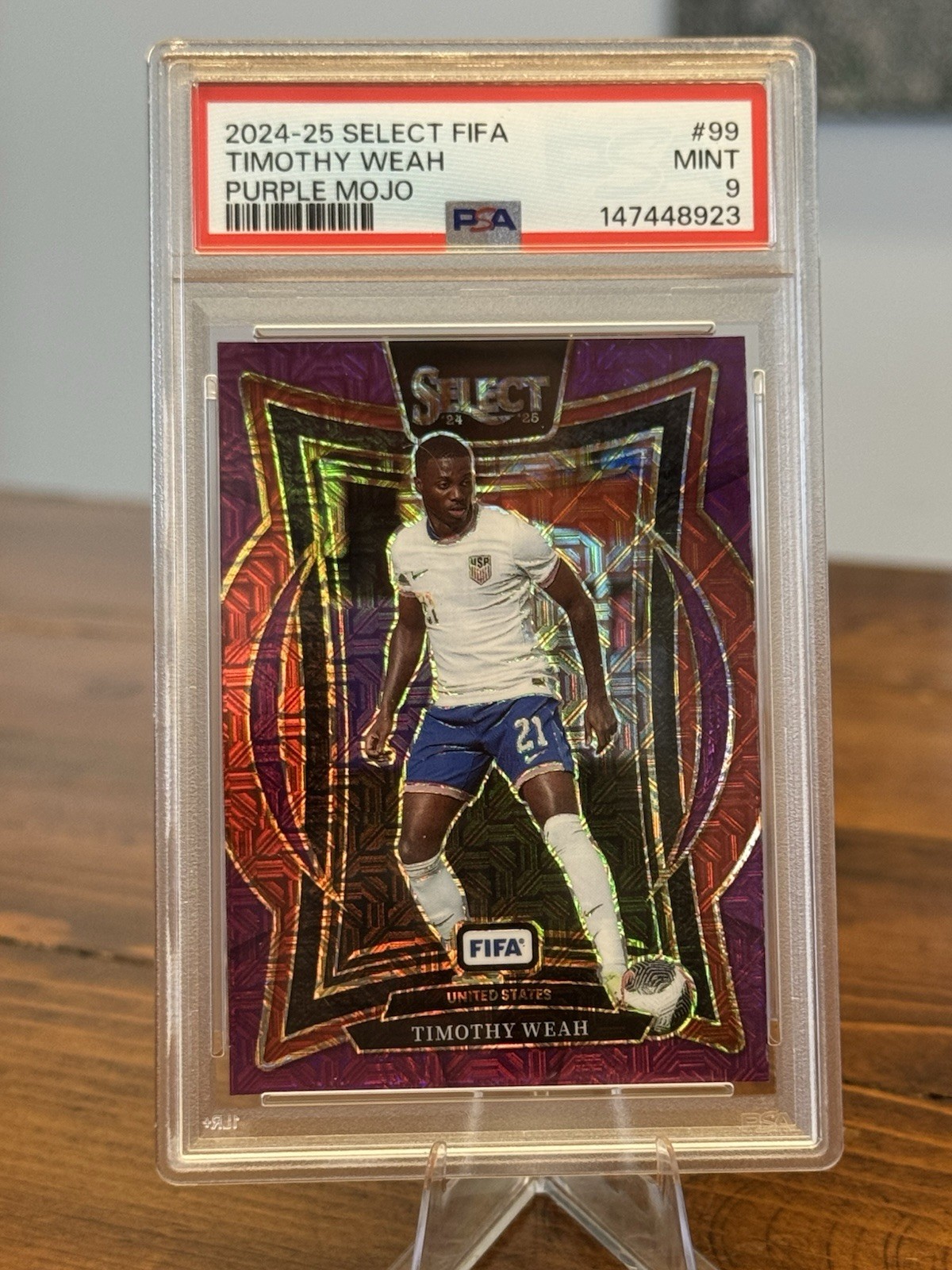 2024-25 Select Fifa Terrace Timothy Weah Purple Mojo #99 PSA 9 POP 1 USMNT