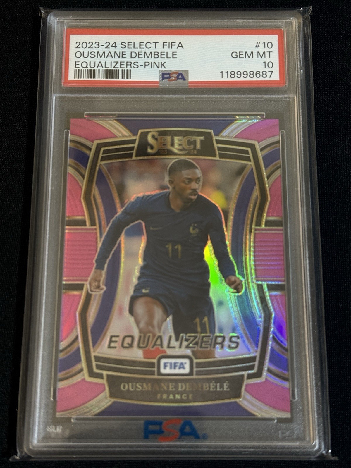 Panini 2023-24 Select FIFA Equalizers Ousmane Dembele #10 Pink 16/25 PSA 10