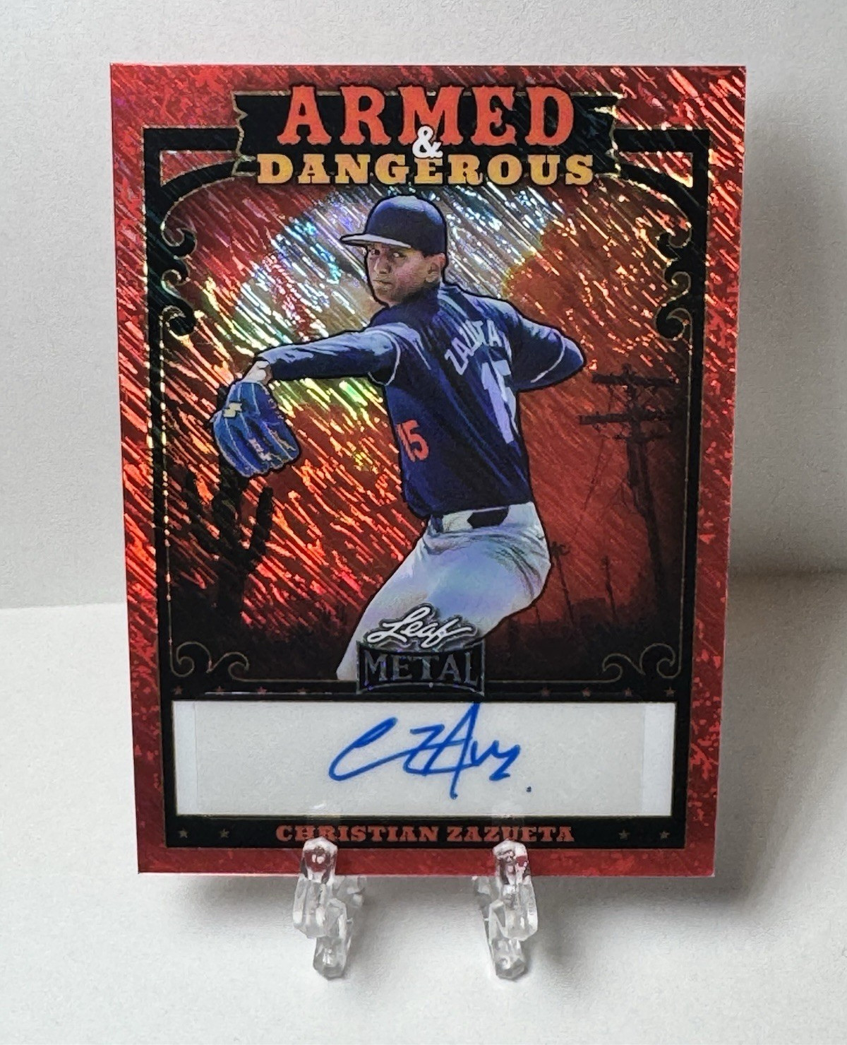 RARE 2026 Leaf Metal Armed & Dangerous Christian Zazueta Red Auto 1/4 AWCZ1
