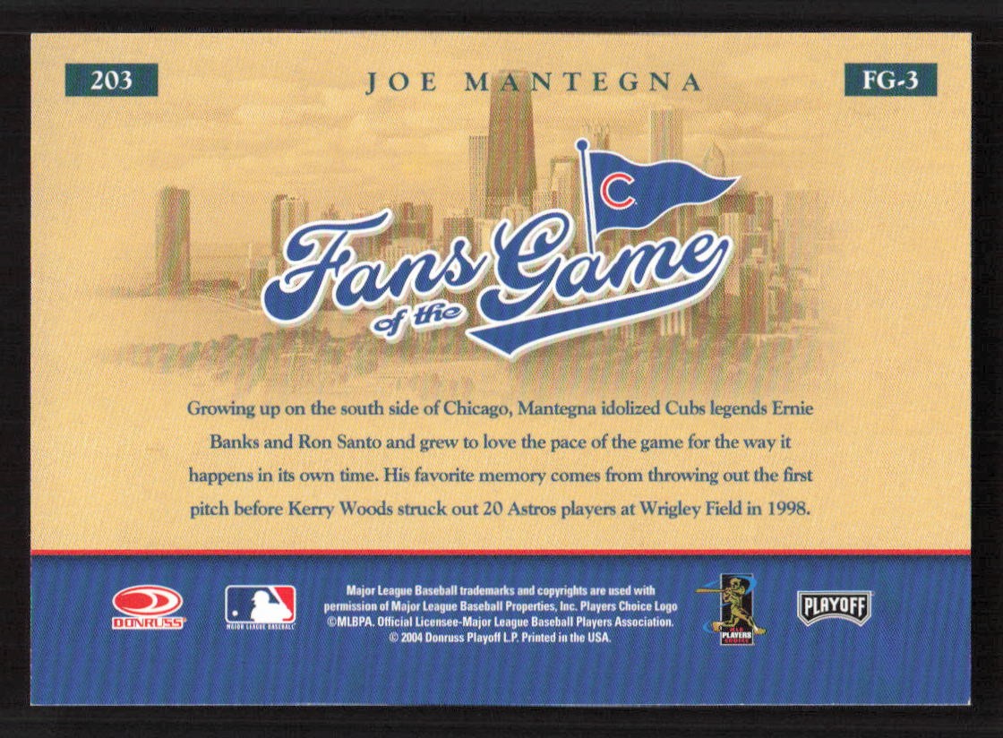 2004 Donruss Throwback Threads Joe Montegna Fans of the Game #203/FG-3