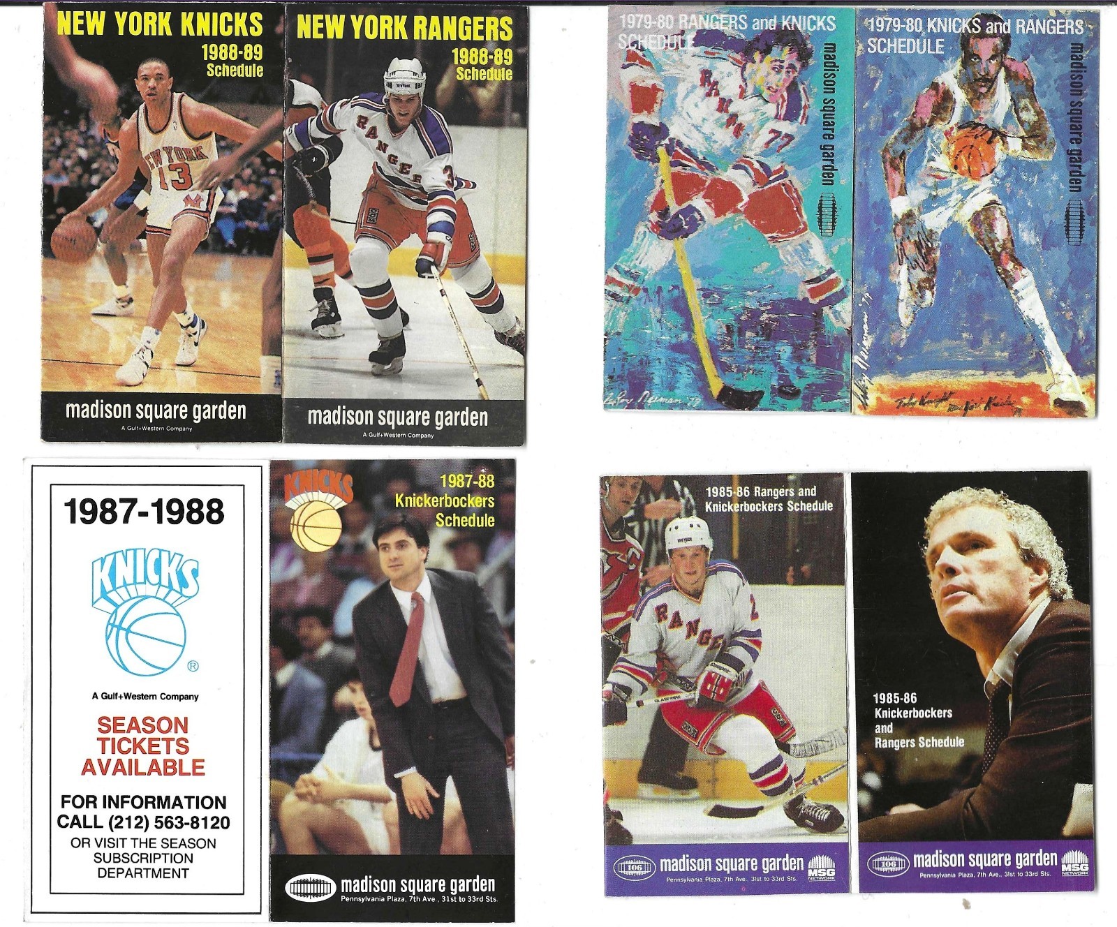 NY KNICK – RANGER SCHEDULE / 85-86 / LOWER RIGHT