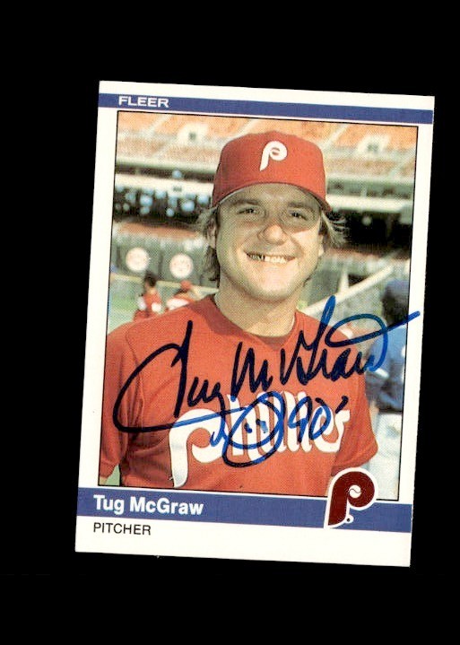 Tug McGraw 1984 Fleer Phillies authentic autographed card