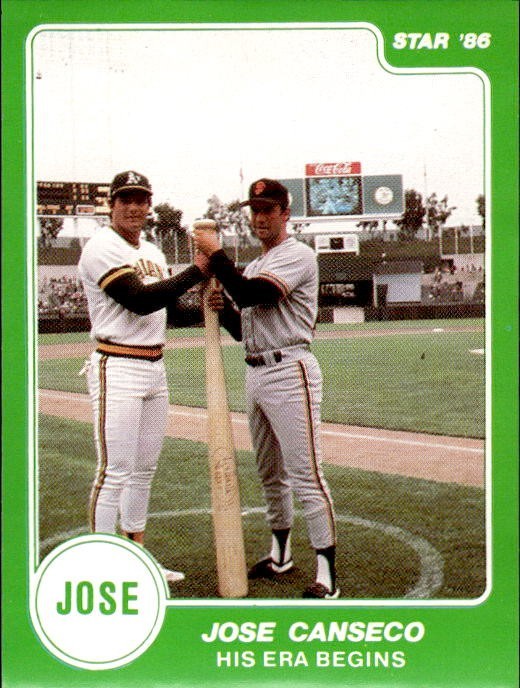 JOSE CANSECO Oakland & WILL CLARK 1986 Star Rookie Green Variation Baseball Card