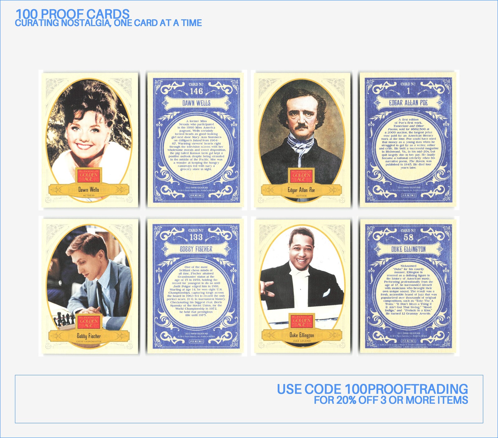 Panini Golden Age Lot 70 Trading Cards – 2012, 2014, Golf, Pop Culture, Politics