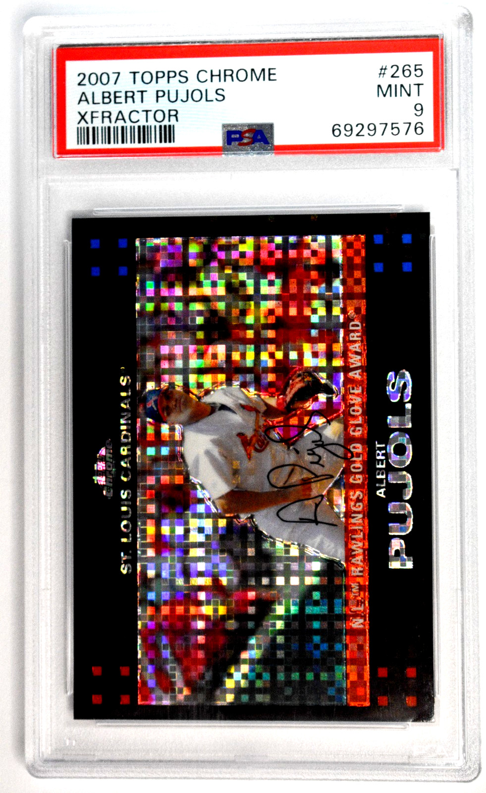 2007 Topps Chrome #265 Albert Pujols Gold Glove Xfractor PSA 9 Cardinals