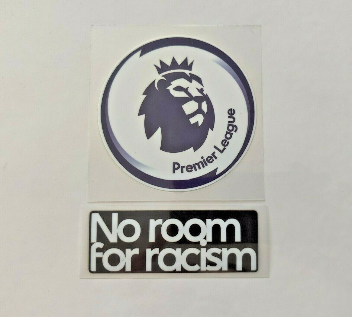 PREMIER LEAGUE PATCH BADGE 2020-2021 & NO ROOM FOR RACISM IRON ON PLAYER SIZE