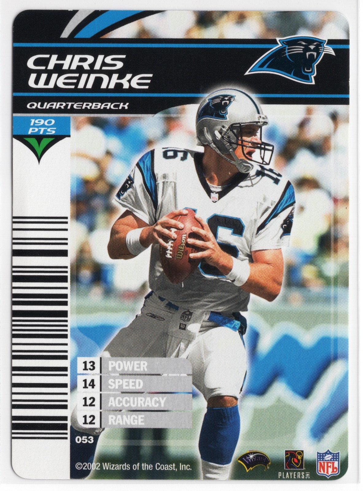 2002 Wizards of the Coast NFL Showdown – #53 Chris Weinke Carolina Panthers C1