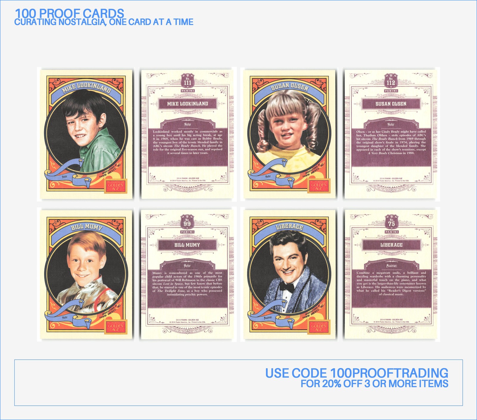 Panini Golden Age Lot 70 Trading Cards – 2012, 2014, Golf, Pop Culture, Politics