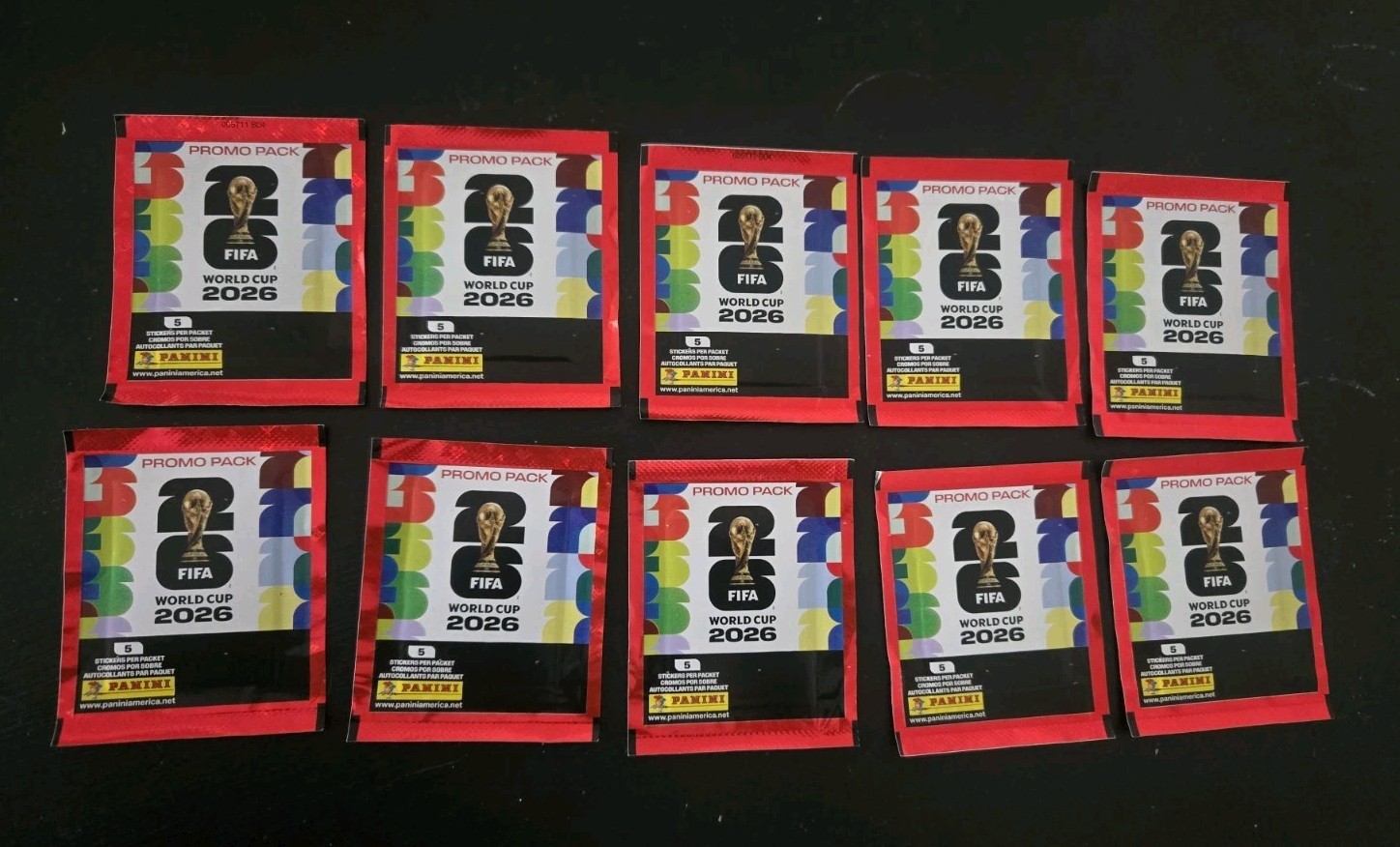 (10) 2026 Panini FIFA World Cup Sticker Promo RED PACKS NEW Total 50 Stickers