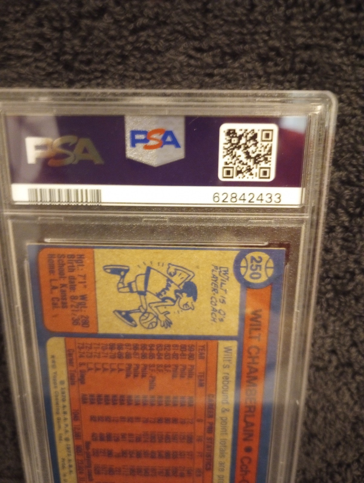 1974 WILT CHAMBERLAIN TOPPS #250 LOT (2) SAN DIEGO CONQUISTADORS PSA 6,7 EX-NRMT