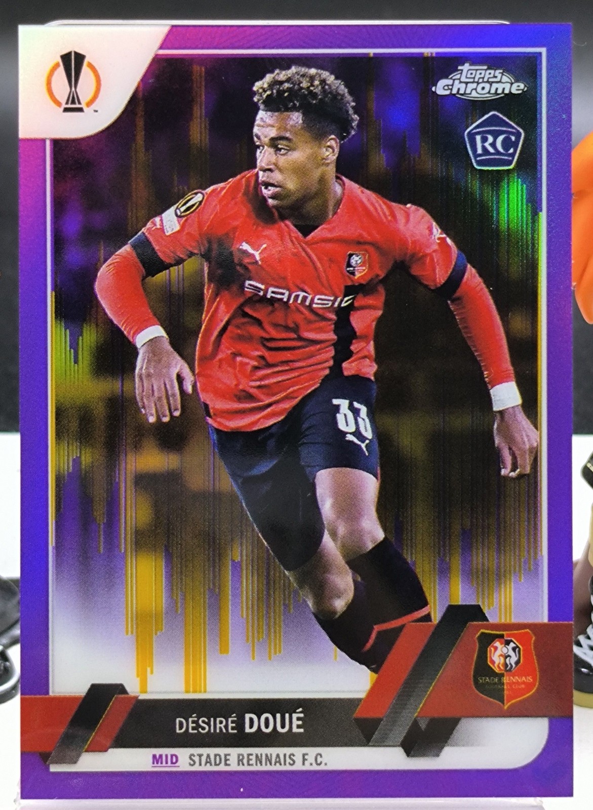 2022-23 Topps Chrome Desire Doue PSG France Rookie RC Purple Gold Seismic SP