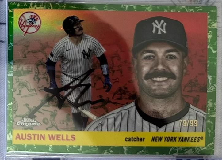 2025 Topps Chrome Platinum Austin Wells Green Platinum Toile Cream Serial /#99