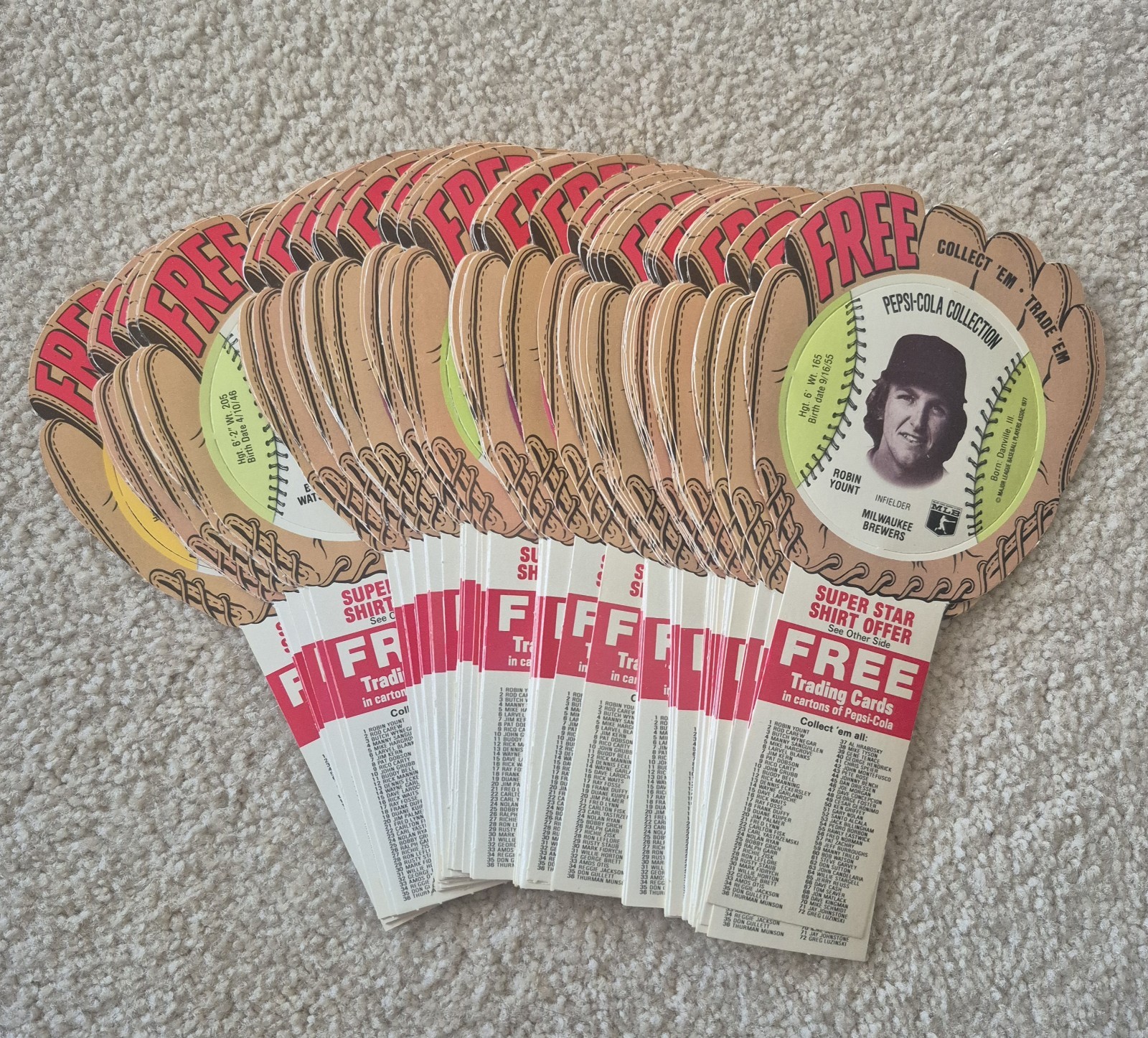 Vintage! 1977 Pepsi Cola Baseball Glove Cards – Complete Set Of 72
