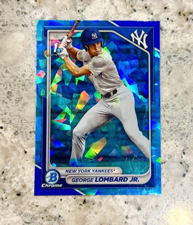 George Lombard 2024 Bowman Chrome Sapphire 1st Rookie Card Yankees RC SP #BCP-79