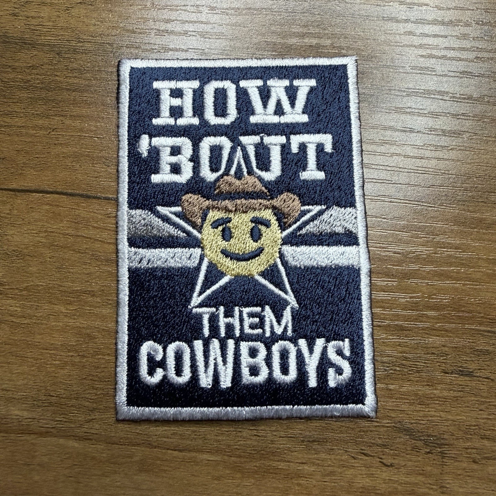 Embroidered How Bout Them Dallas Cowboys Iron On Patch 3.5 x 2 inches