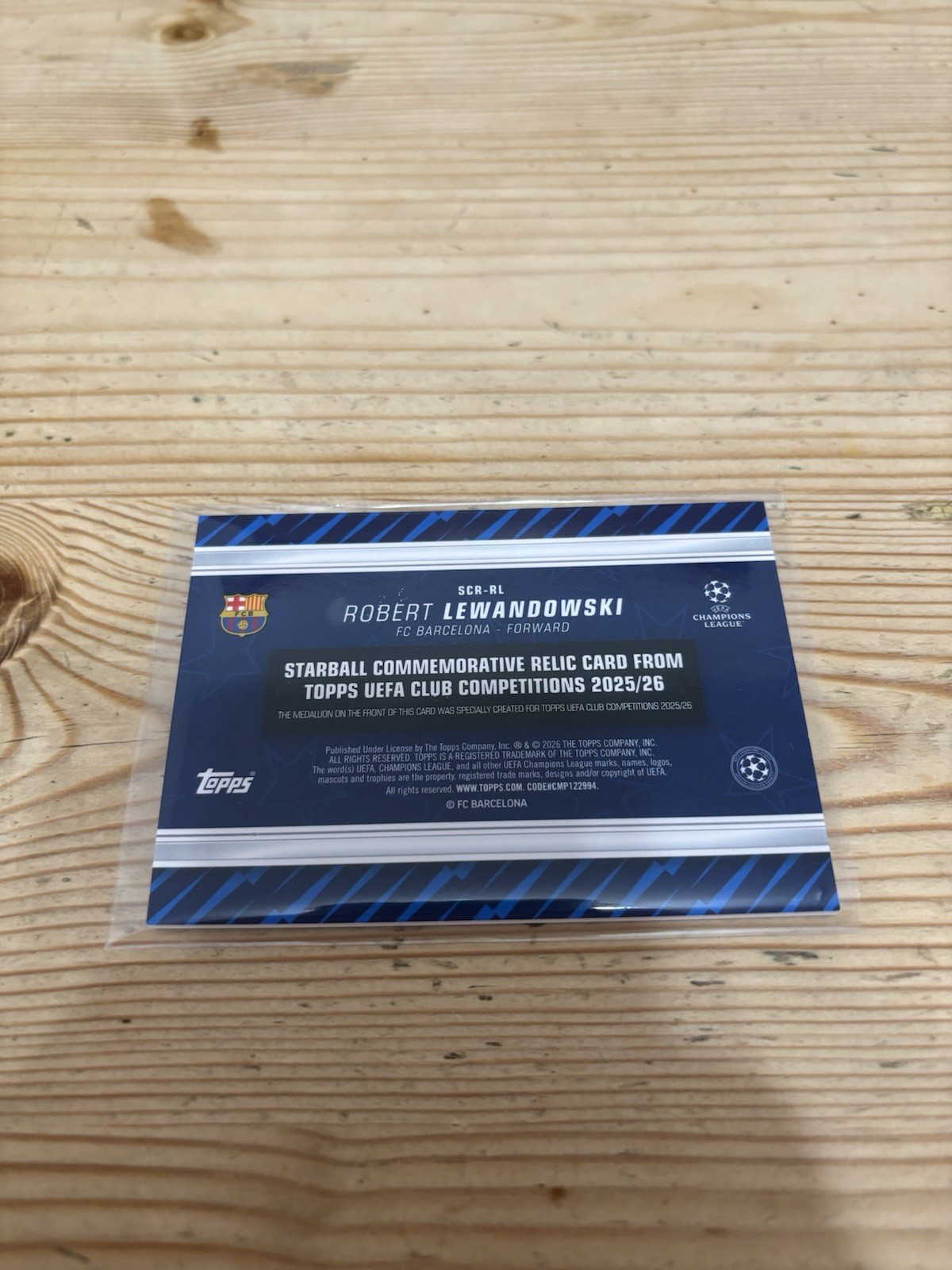 Topps UEFA Club Robert Lewandowski FC Barcelona Starball Relic Card FLAGSHIP