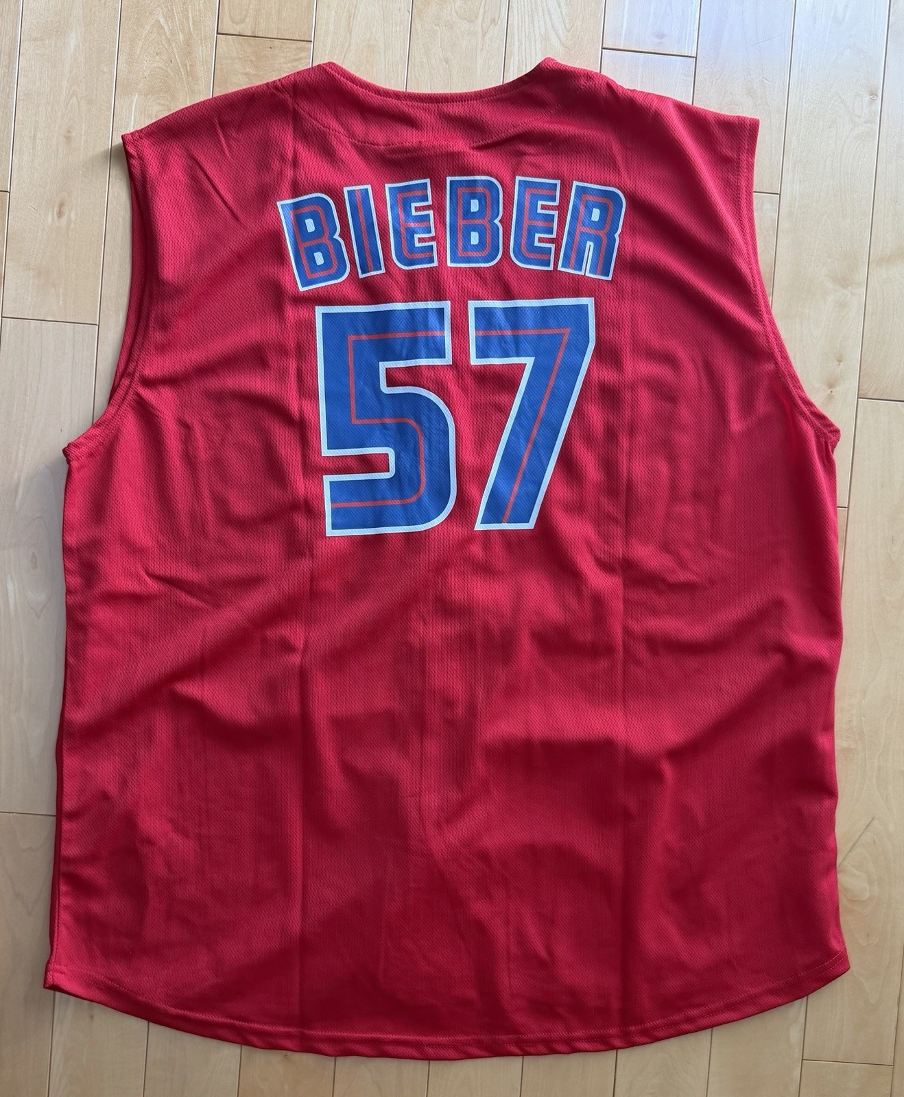 Toronto Blue Jays Shane Bieber SGA Canada Day 2026 Red Cut-Off Jersey