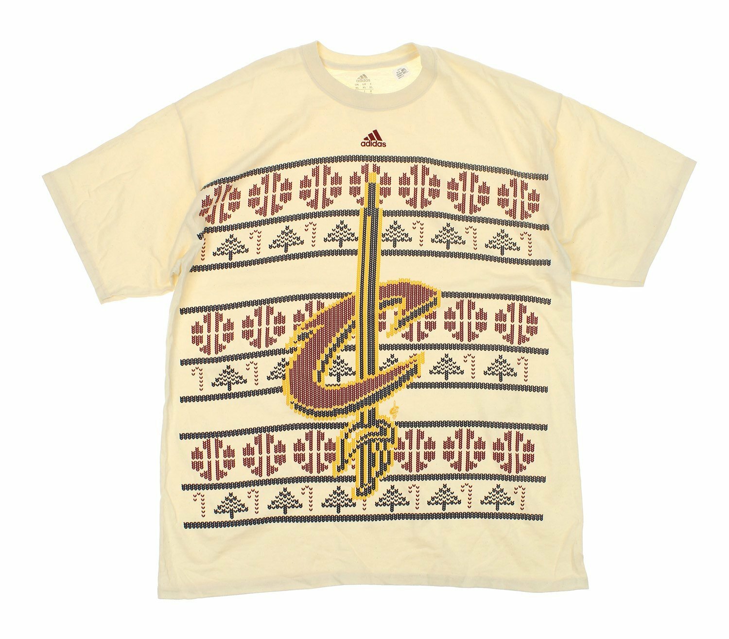 Adidas NBA Men’s Cleveland Cavaliers Natural Printed Short Sleeve T-Shirt