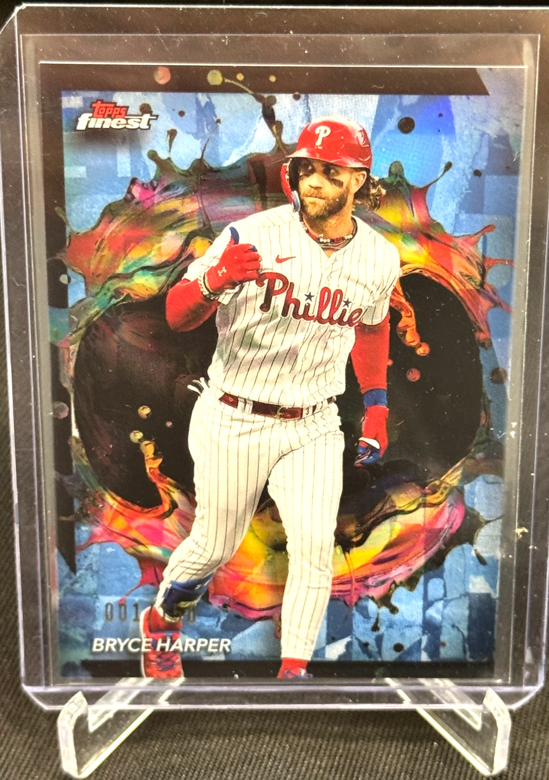 2024 Topps Finest Rare Blue Refractor #1/150 #285 Bryce Harper Phillies Bookend