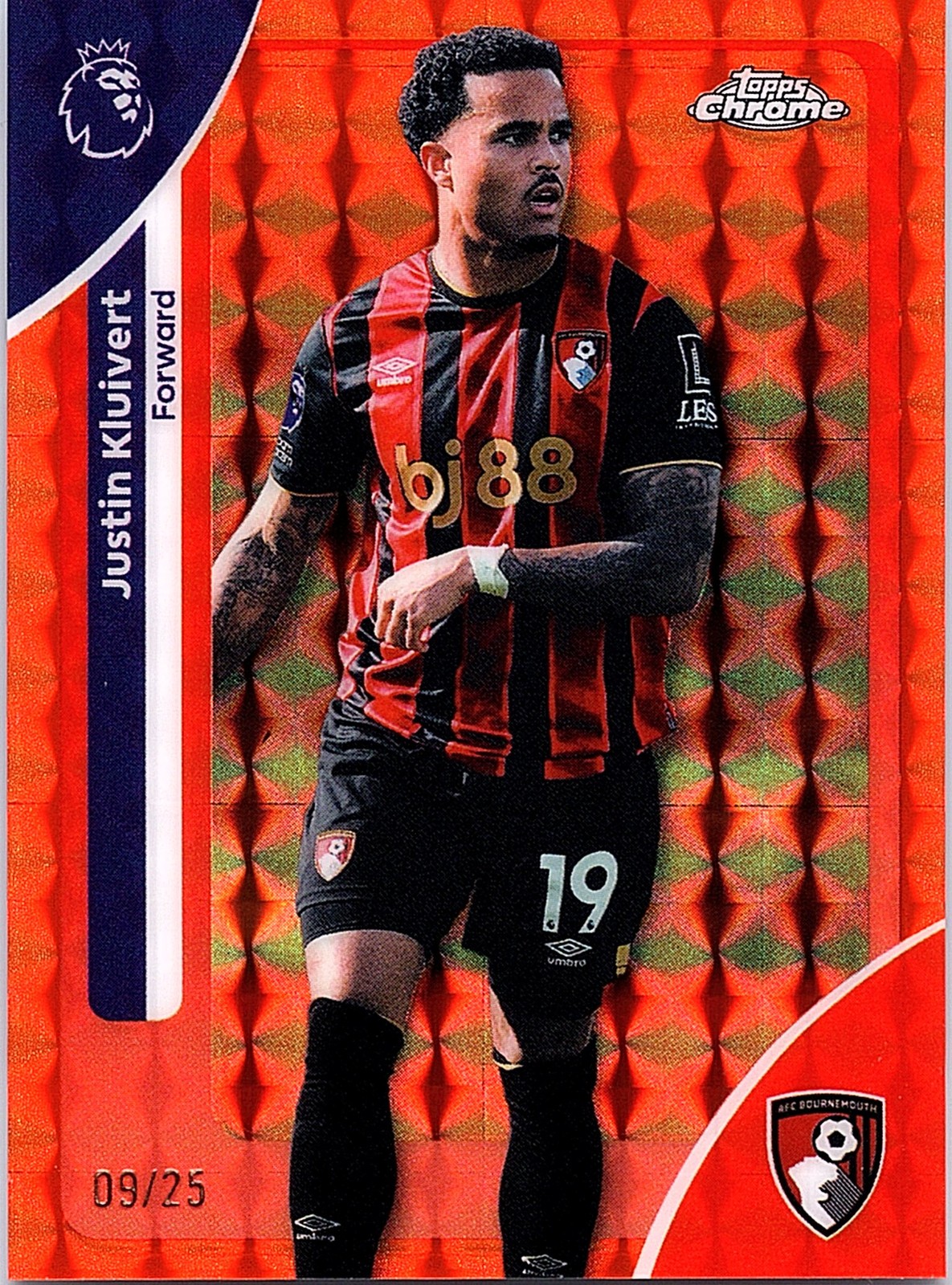 Justin Kluivert 2025-26 Topps Chrome Premier League #1 Orange Geometric #/25