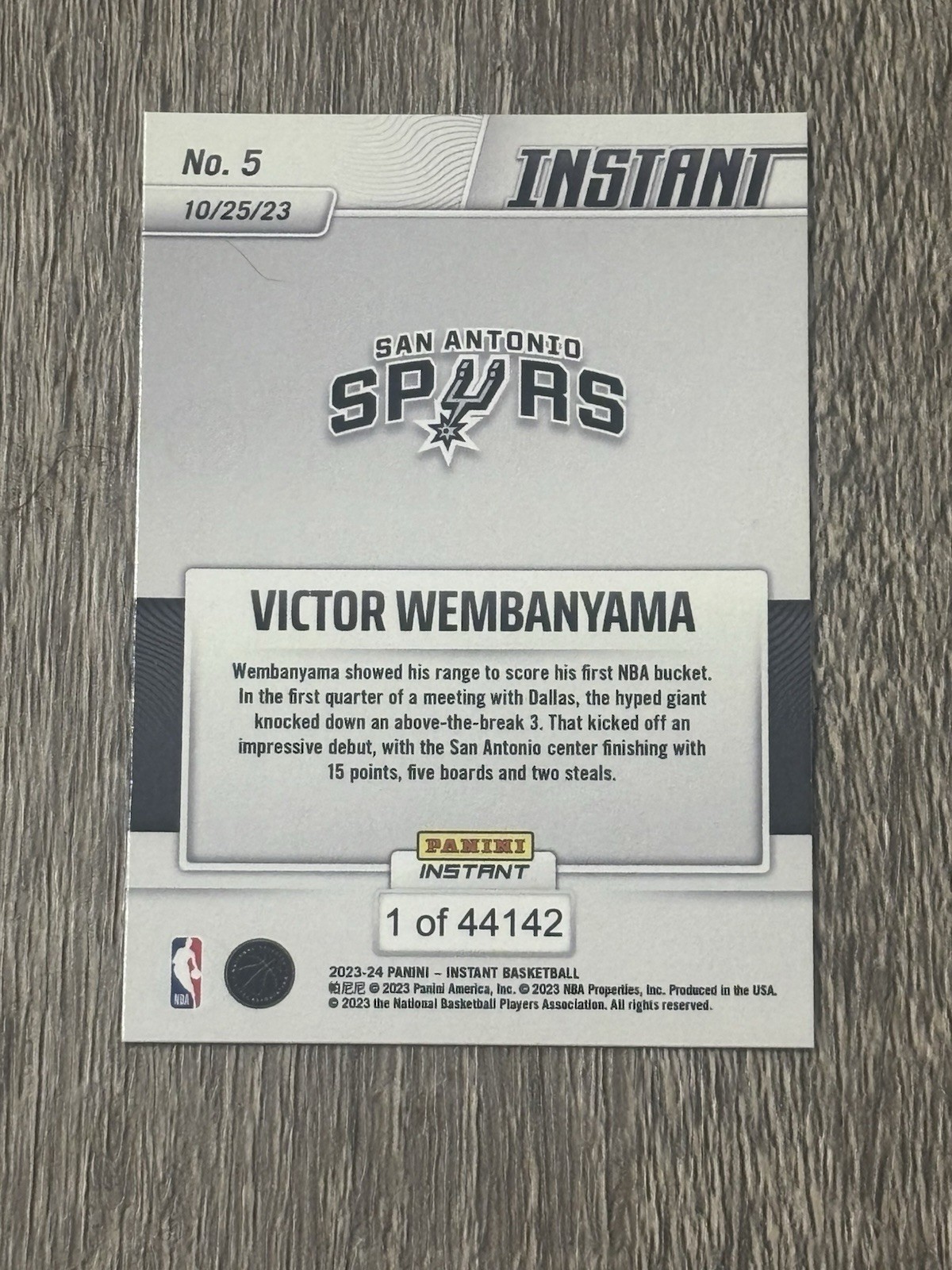 2023-24 Panini Instant Victor Wembanyama RC Spurs #5 /44142