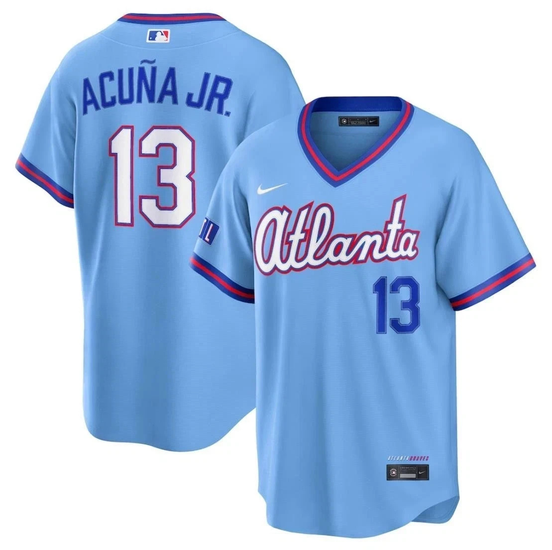 NWT Atlanta Braves Powder Blue City Connect Stadium Jersey All Stitched Mens