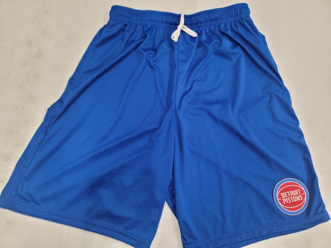 0725 NBA Team Apparel DETROIT PISTONS Polyester SHORTS Royal Red New