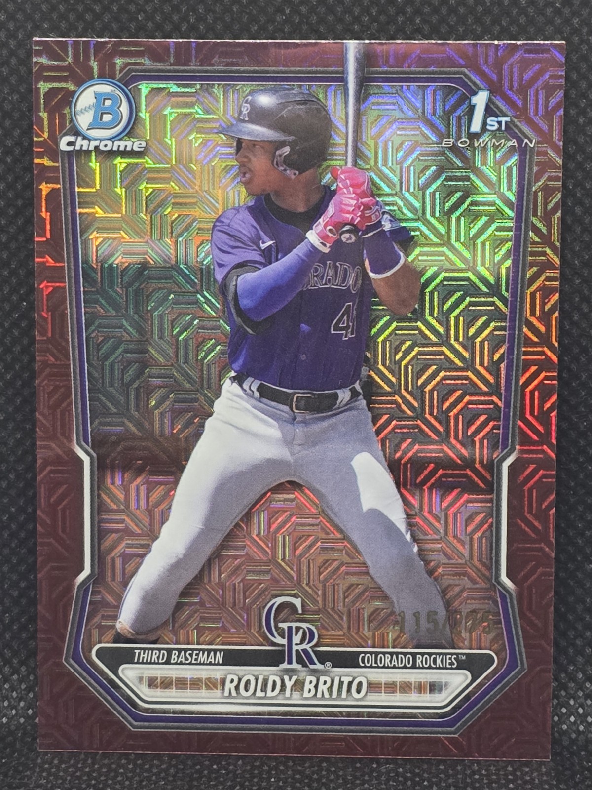 2026 Bowman Chrome Roldy Brito MOJO Burgundy Refractor Rockies 1st Bowman /275