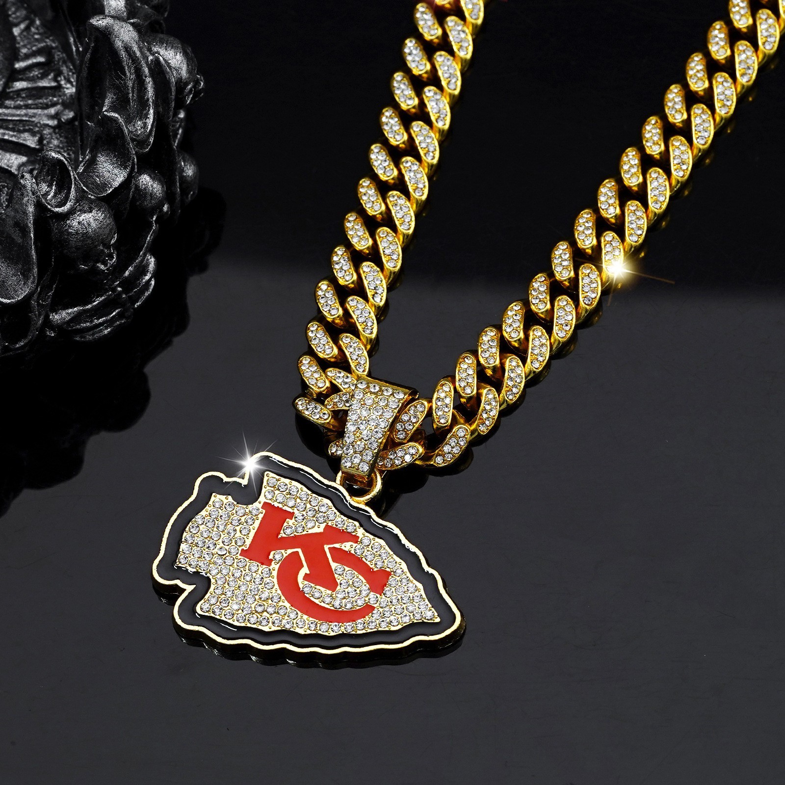 Kansas City Chiefs NFL Men’s Personalized Hip Hop Cuban Chain Necklace