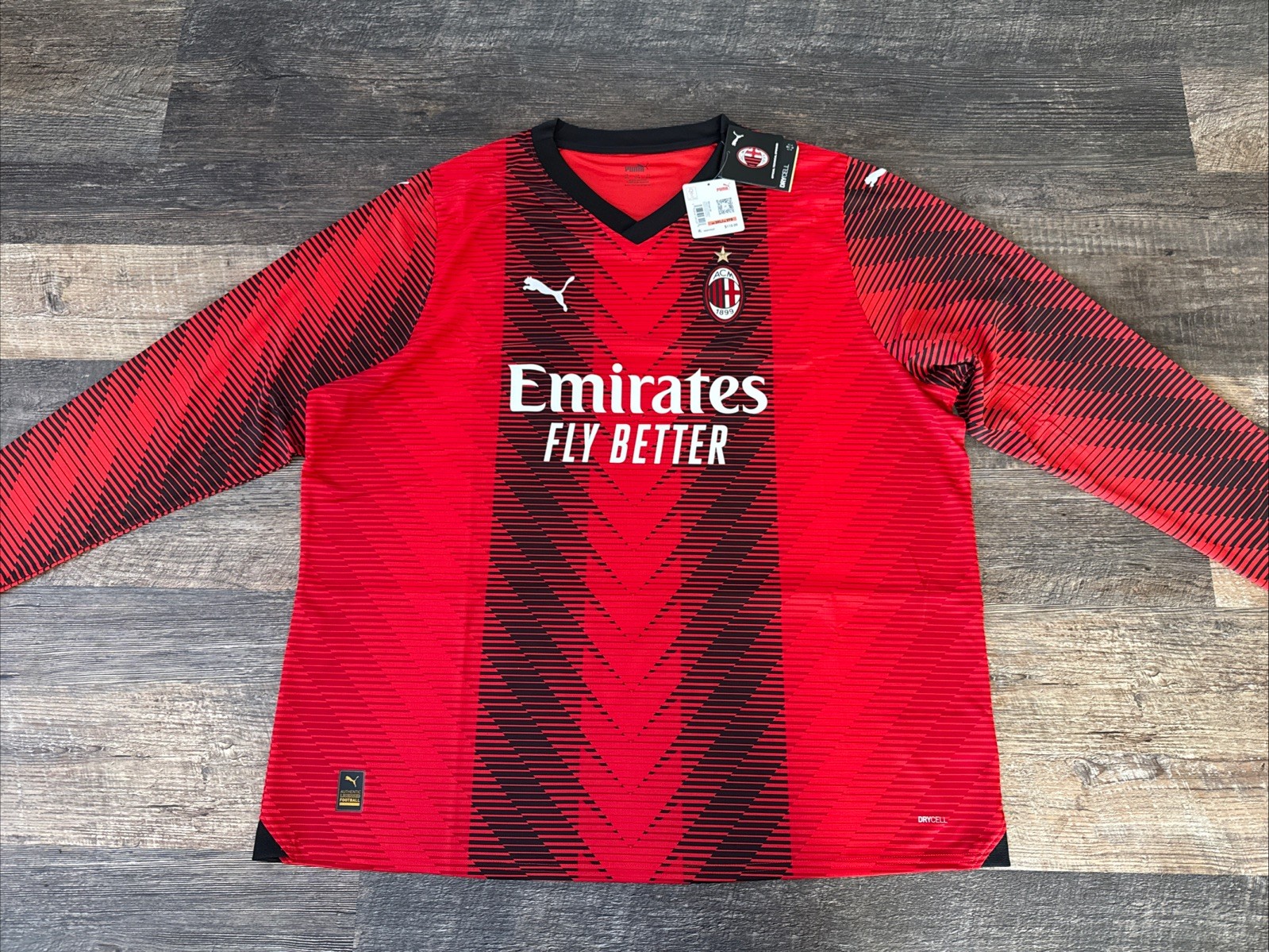2023-24 Puma Men’s AC Milan Long Sleeve Home Soccer Jersey 3XL XXXL Serie A