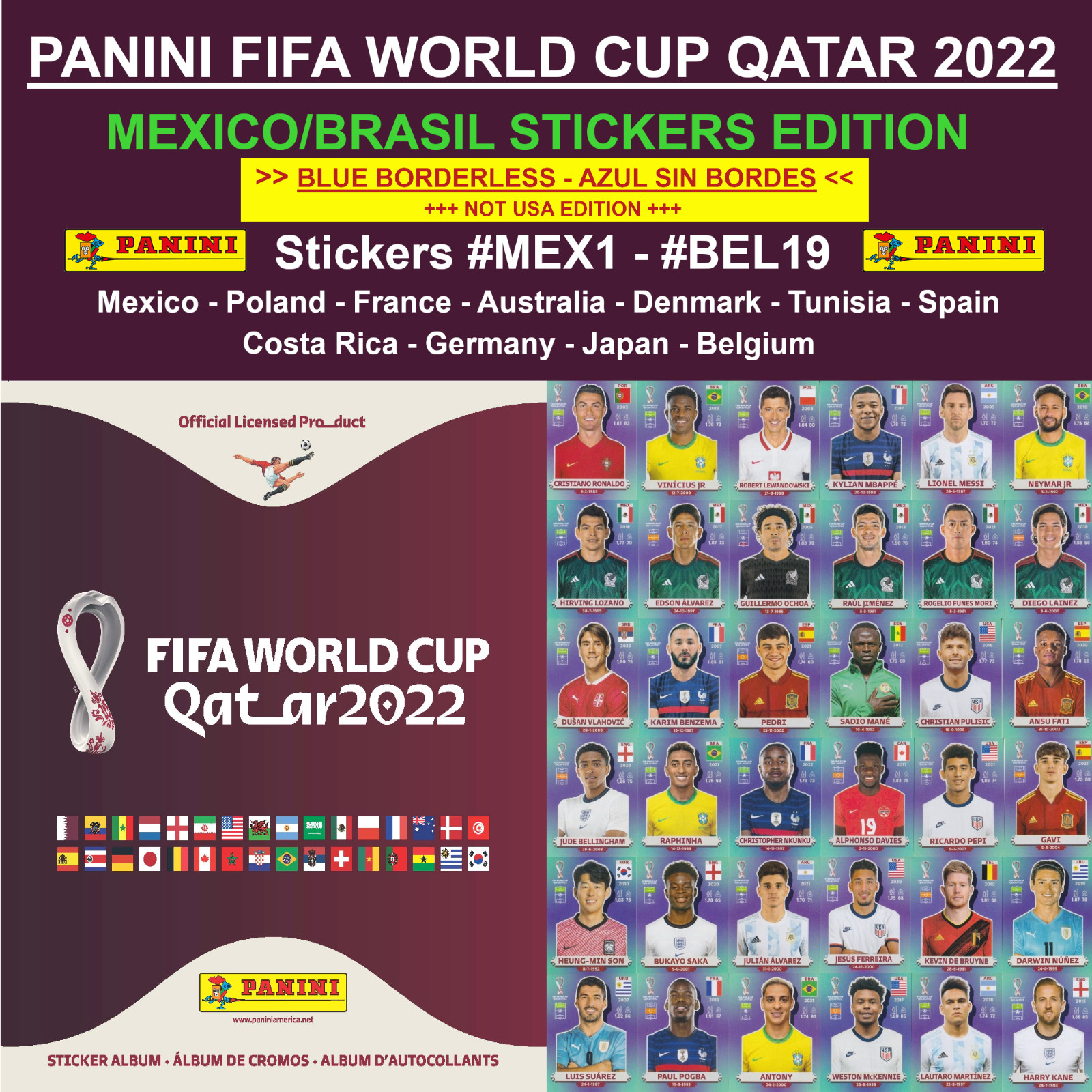 Panini World Cup QATAR 2022 – MEXICO/BRASIL Edition – Stickers #MEX1 – #BEL20