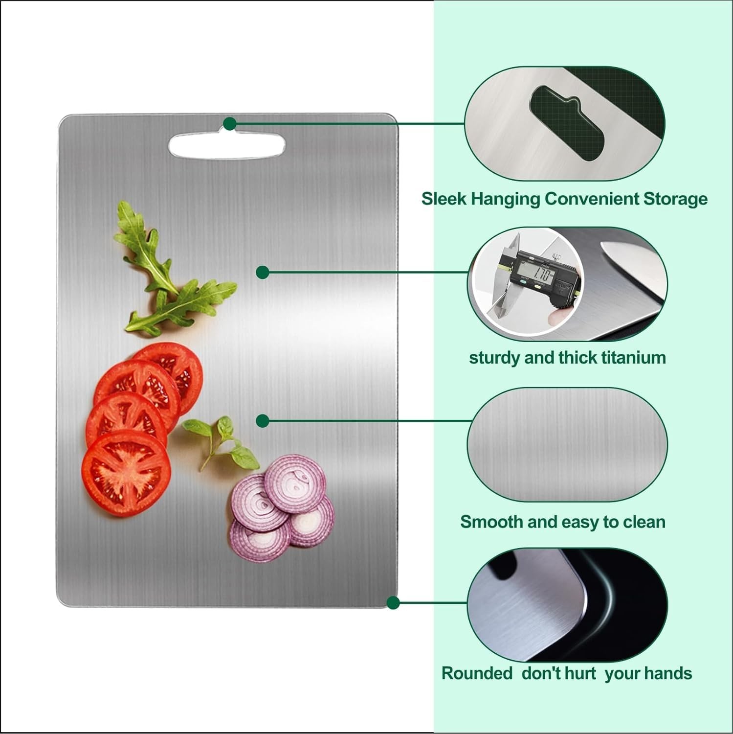 Titanium Cutting Board, 2026 New Upgrade 100% Pure 11.5″L x 8″W, Silver(M)