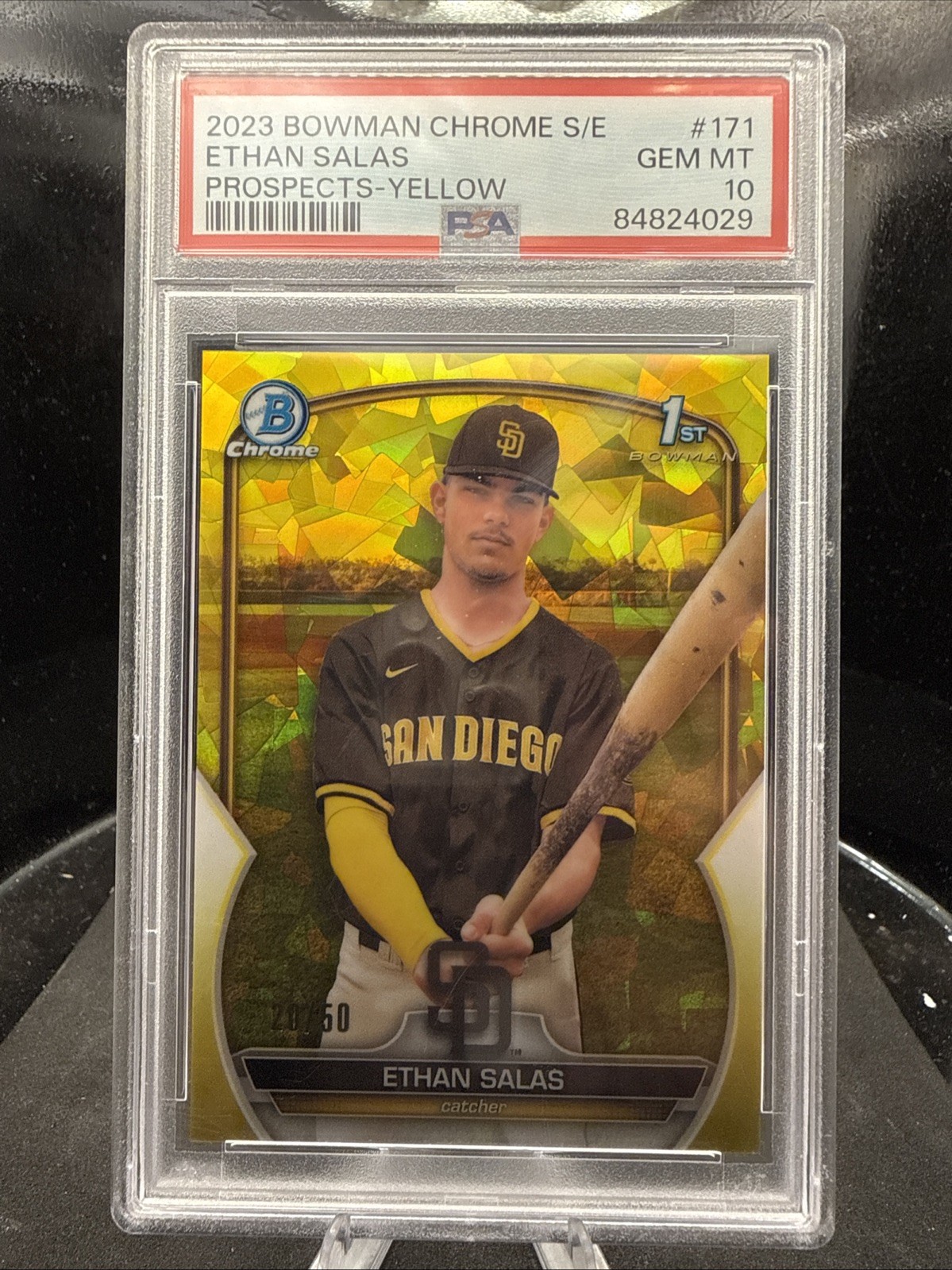 2023 Bowman Chrome Sapphire Ethan Salas #171 Yellow /50 PSA 10