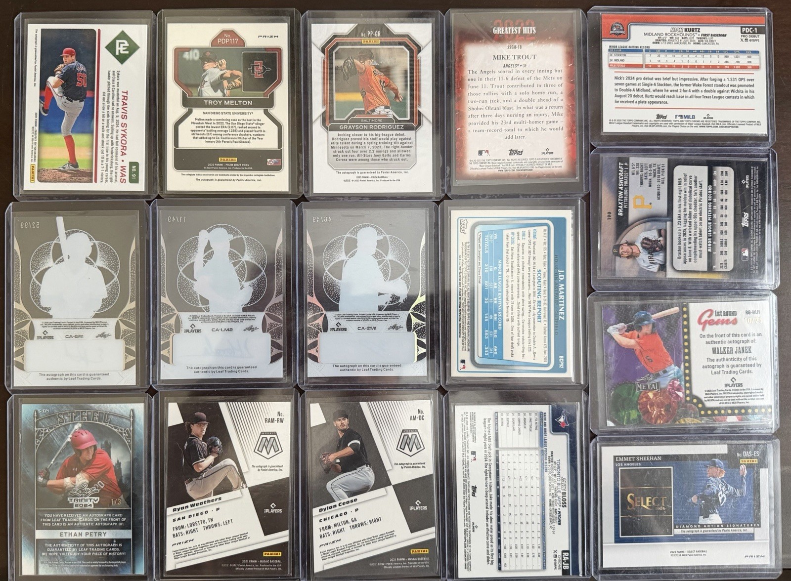 16 Card MLB AUTO Lot! Nick Kurtz, Mike Trout, Dylan Cease, Numbered 1/3 10/25