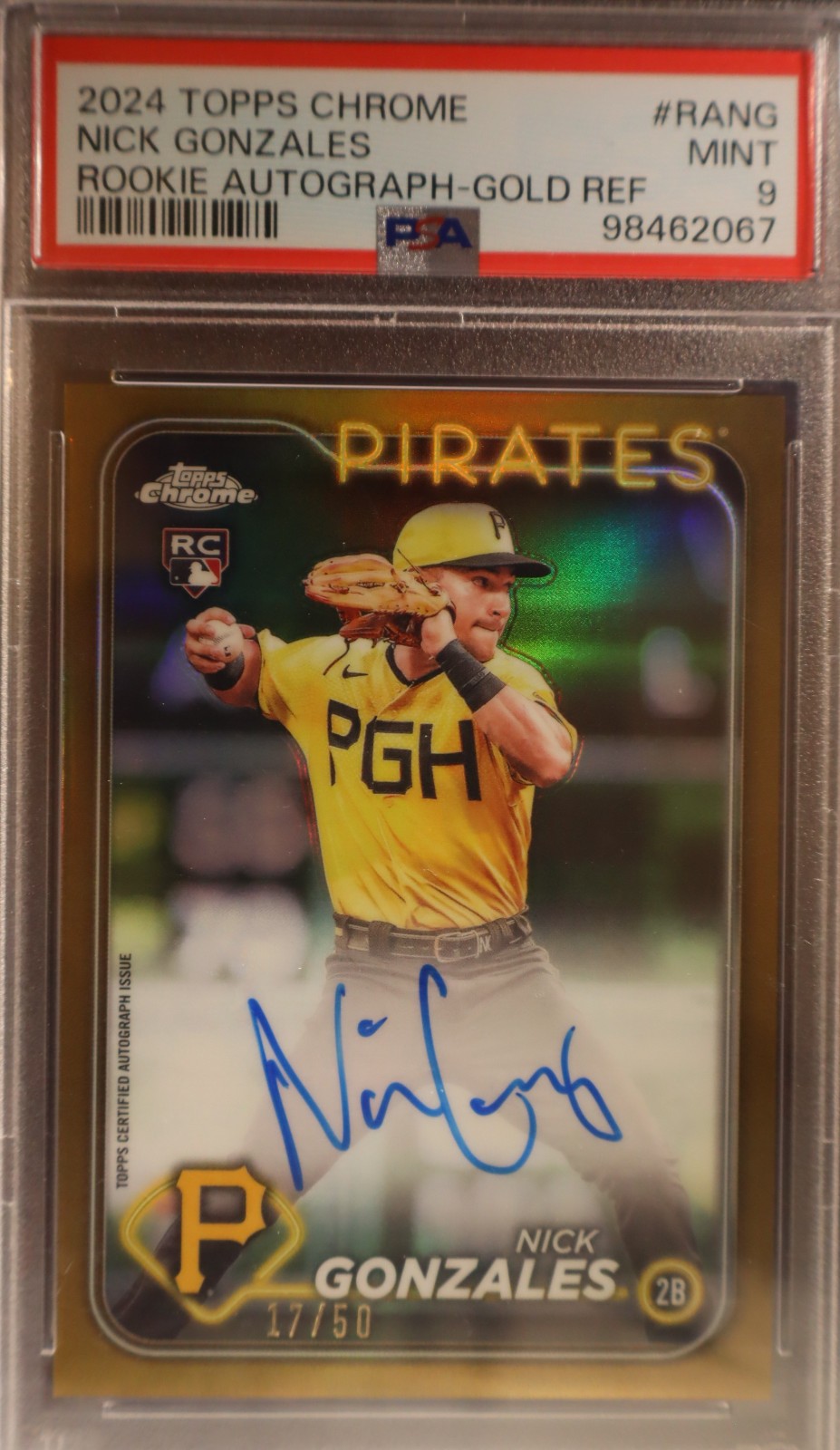2024 Topps Chrome Nick Gonzales Rookie True Gold Auto /50 PSA 9 RC Autograph