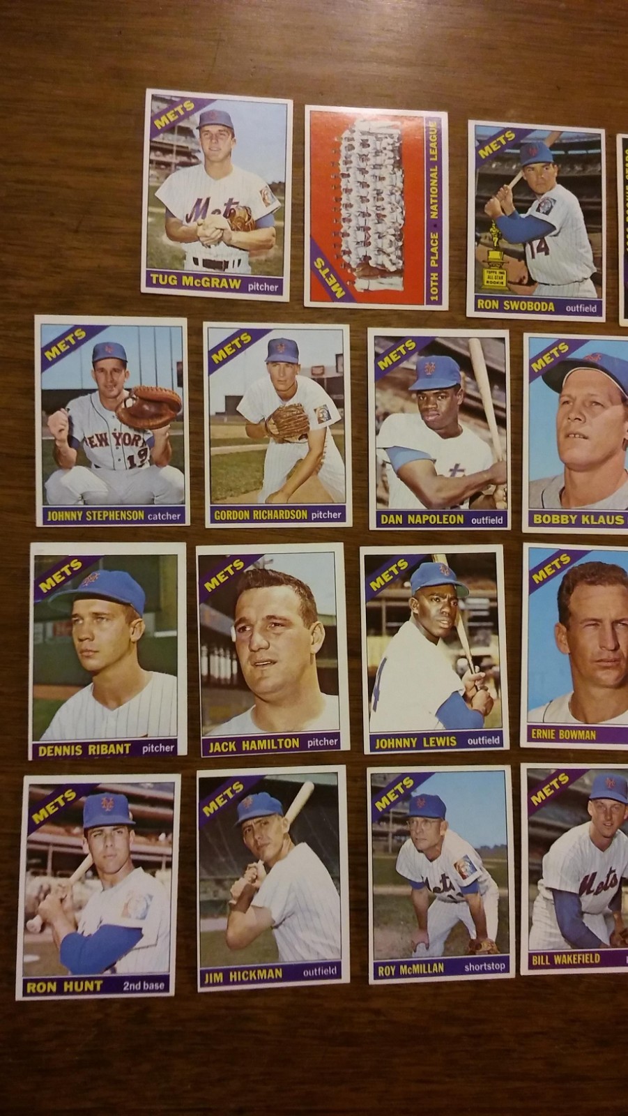 NEW YORK METS 1966 TOPPS TEAM SET (27) SERIES 1-6 TUG MCGRAW, EX/EX+/EXM