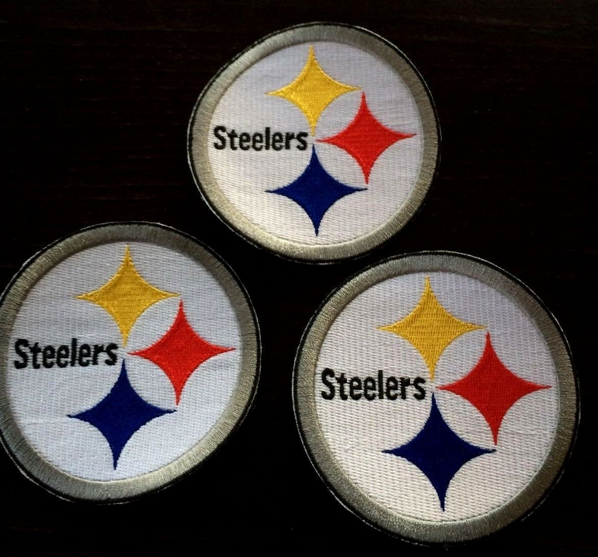 Pittsburgh Steelers Embroidered Iron on Patch Approx 3 1/2” Round Free Shipping