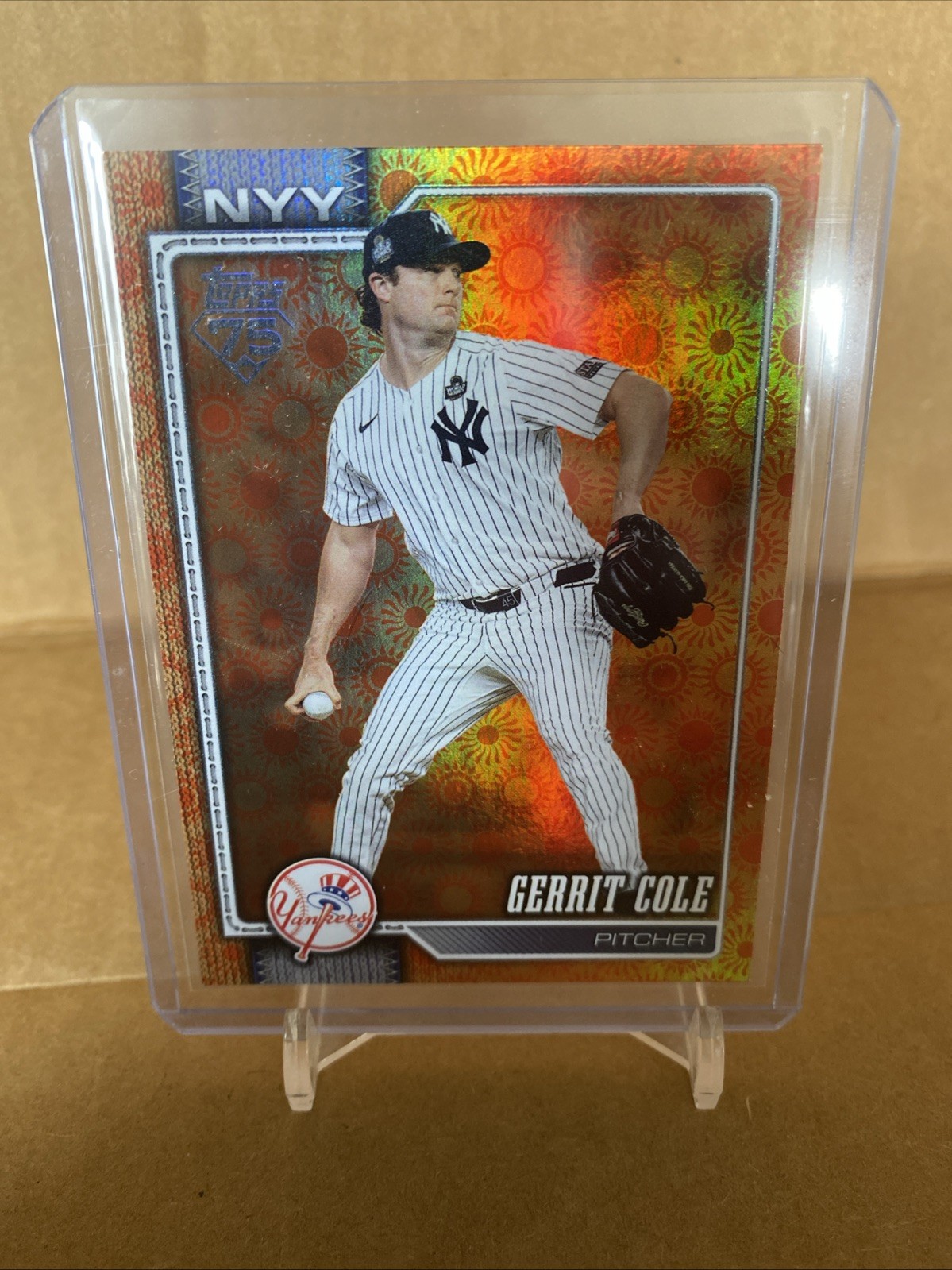 2026 Topps Series 2 Orange “SUN” Holo Foil Parallel #450 Gerrit Cole, Yankees