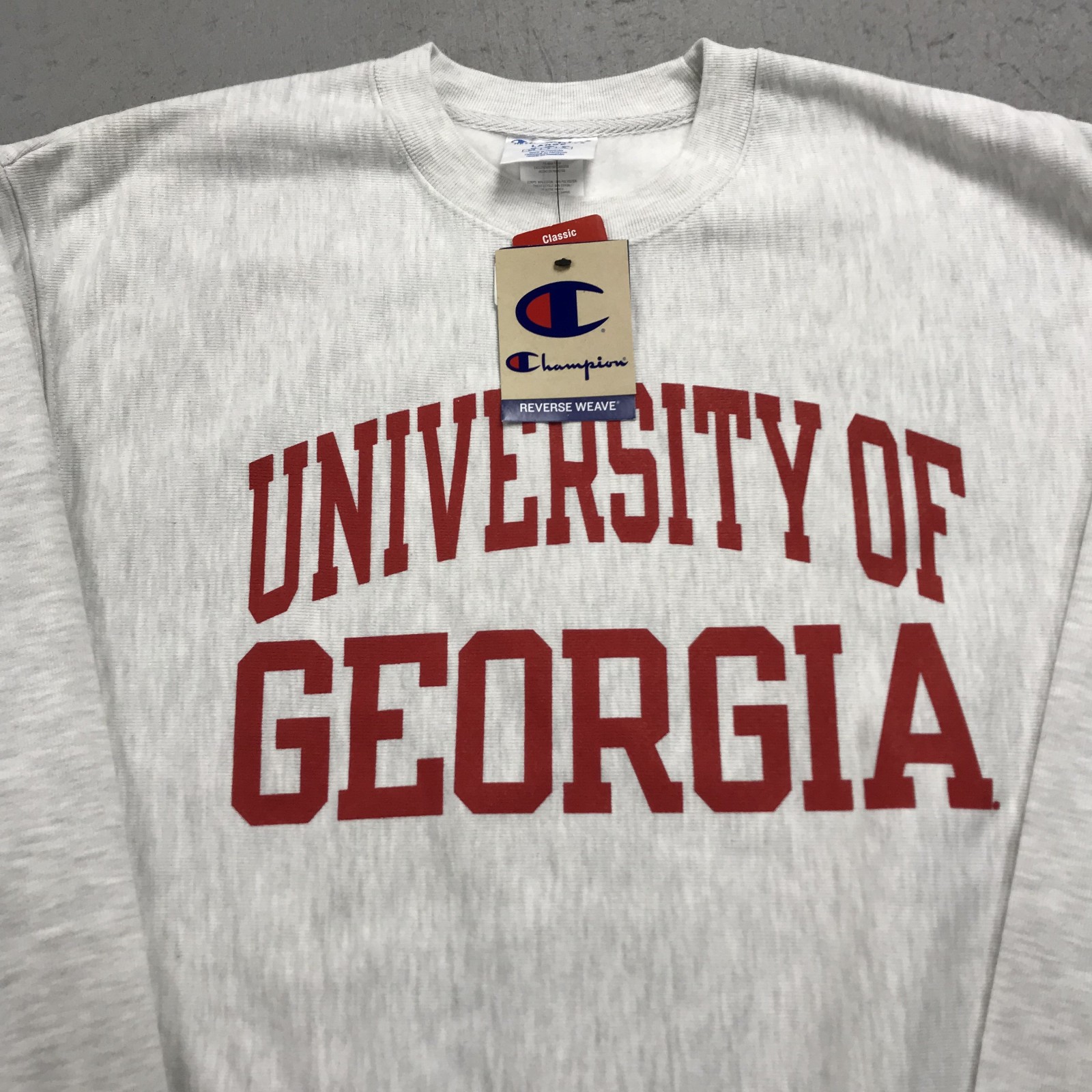 Georgia Bulldogs Sweatshirt Mens Large Gray Champion Reverse Weave Crewneck NWT