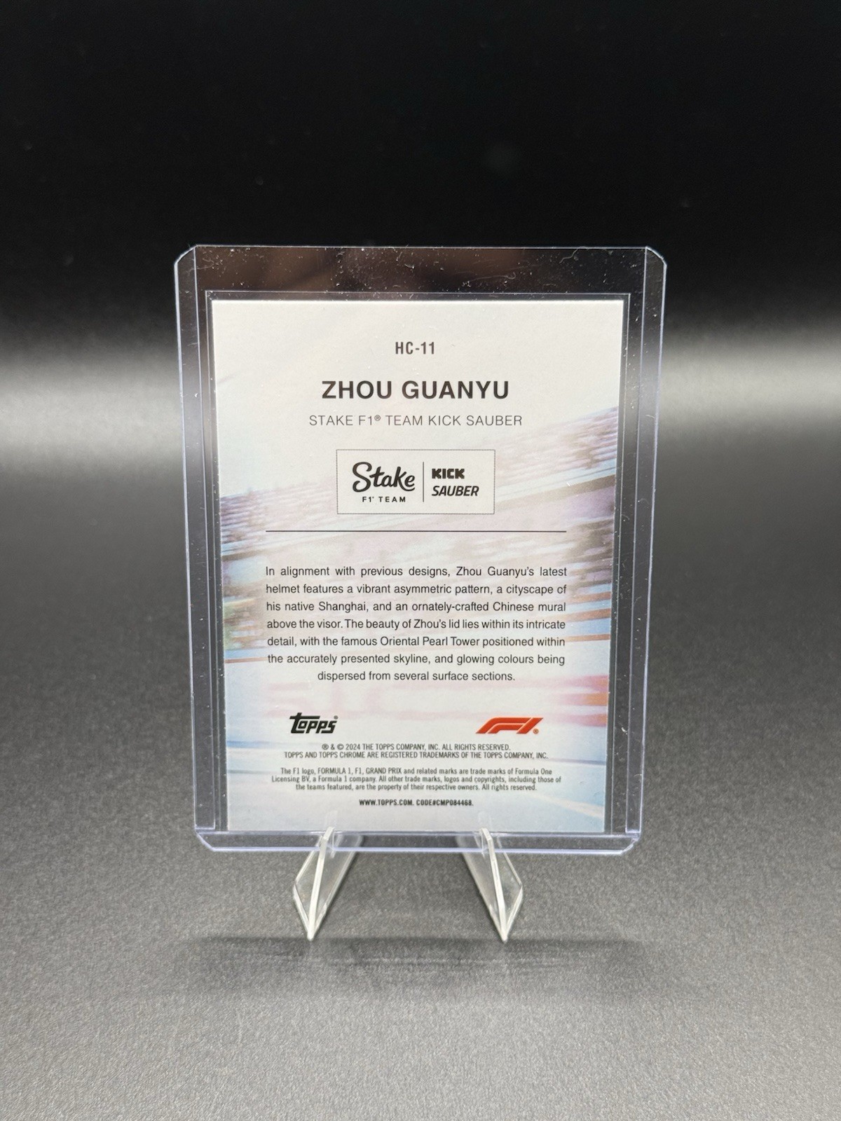 Topps 2024 Chrome Formula 1 Zhou Guanyu Helmet Collection Insert HC-11 Sauber