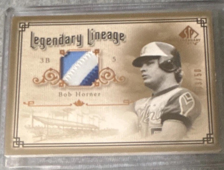 2005 SP Legendary Lineage Bob Horner 3 Color Patch #LE-BH Braves Card #/50