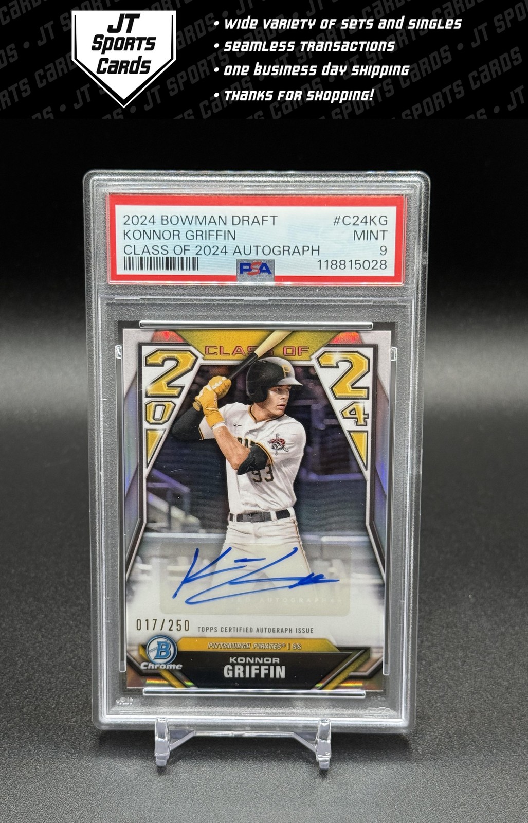 2024 Bowman Draft Konnor Griffin C24-KG Class of 2024 Auto /250 PSA 9 Pirates