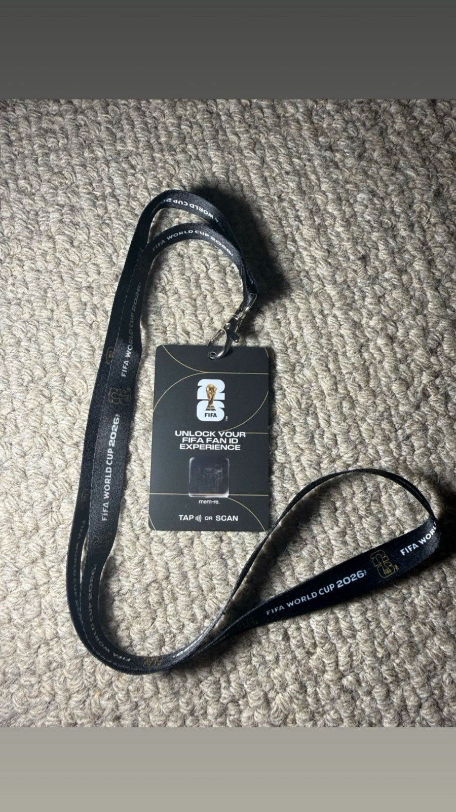 FIFA World Cup 2026 Official Lanyard with Fan ID Badge – Black & Gold, 2-Sided