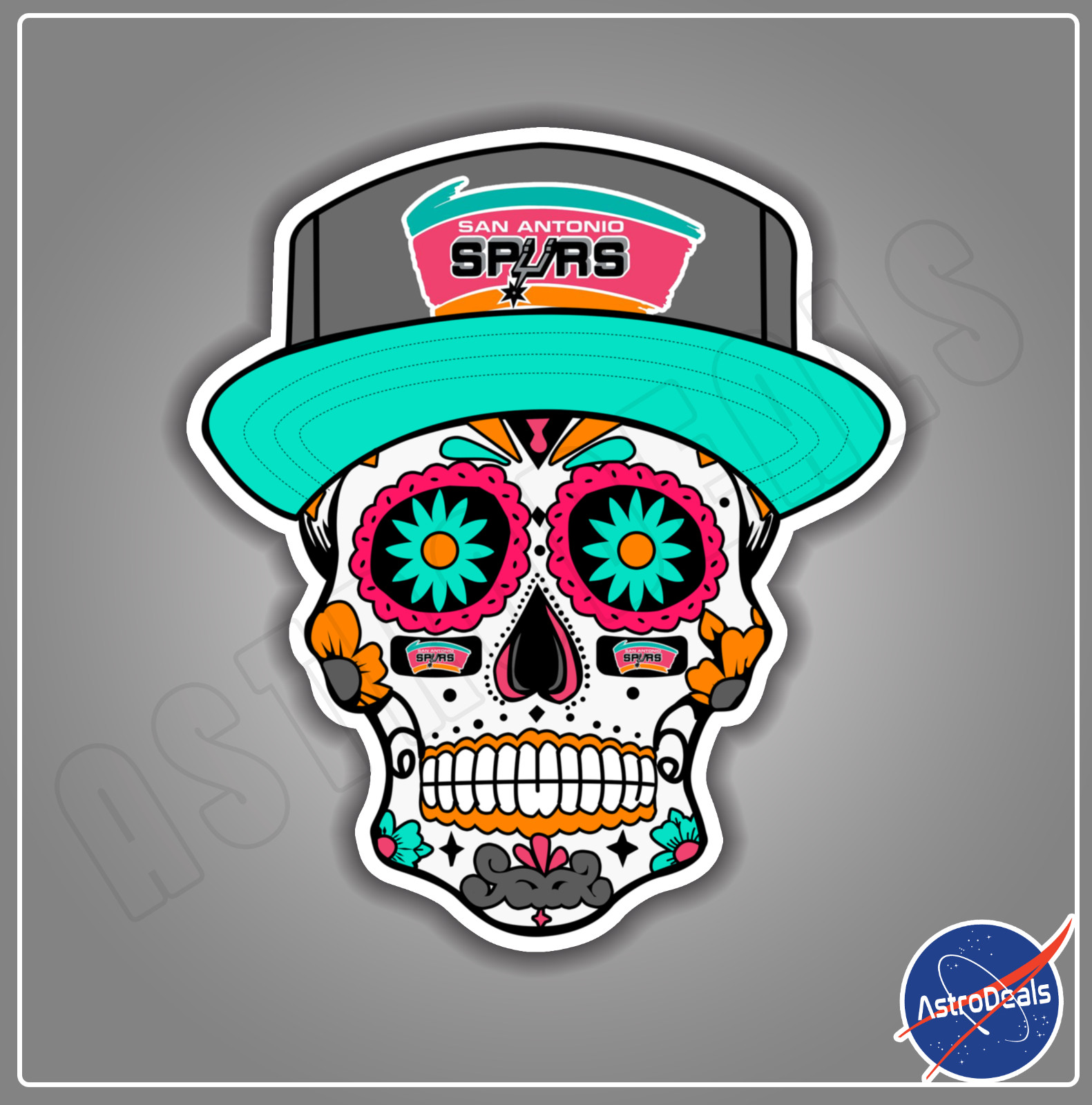 San Antonio Spurs Sugar Skull NBA Basketball Logo Sticker Decal *Size: 3″-12″*