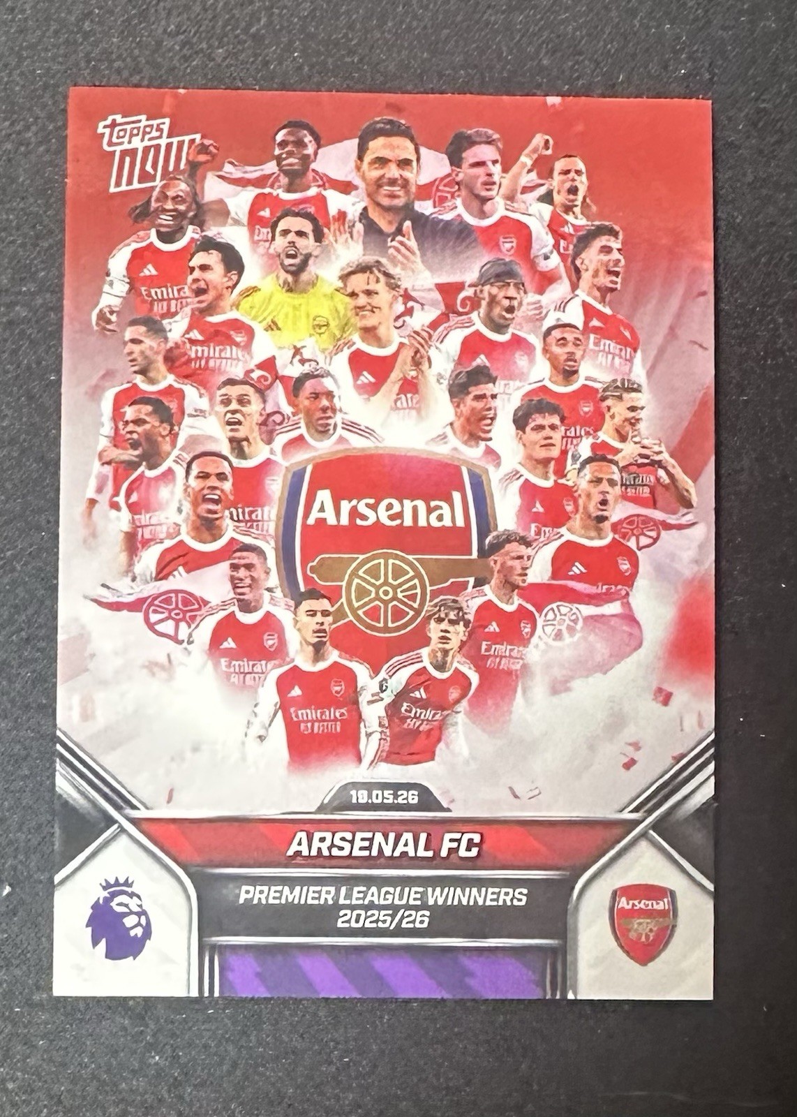 2026 Topps Now Arsenal FC Premier League Champions Base Card
