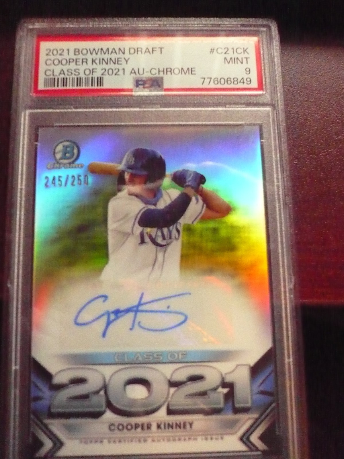2021 Bowman Draft Class Cooper Kinney PSA GRADED MINT TAMPA BAY RAYS
