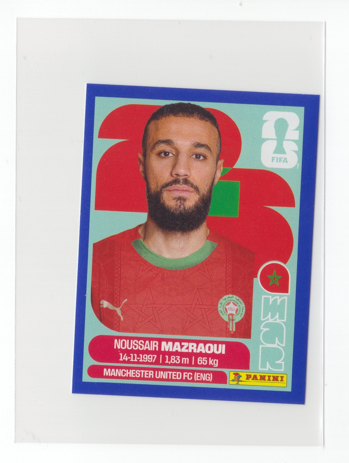 2026 Panini FIFA World Cup Sticker Noussair Mazraoui #MAR5 Blue Border Nm