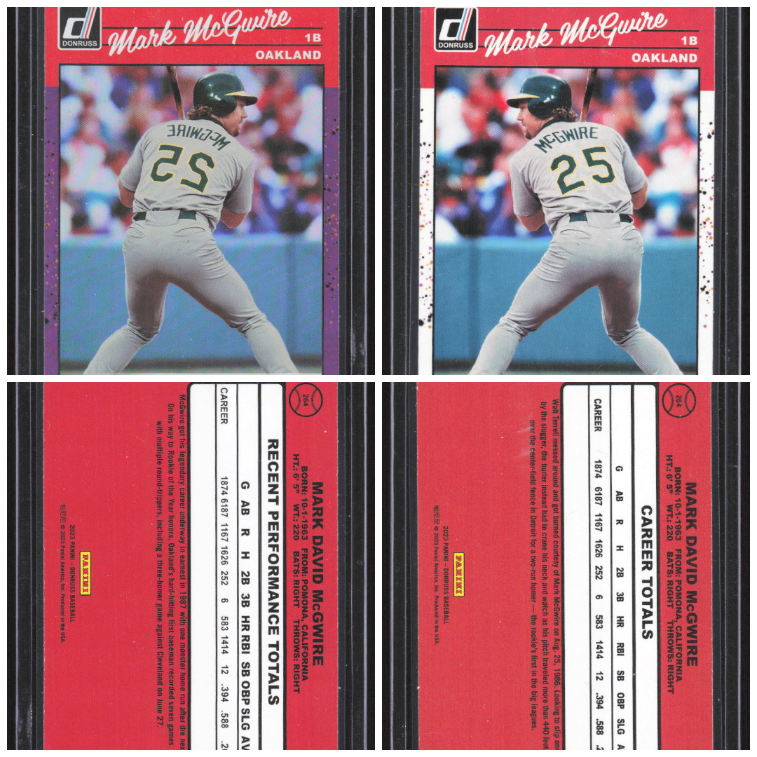 2023 Donruss #264 1990 Retro Mark McGwire Reverse Negative Holo Purple + Base