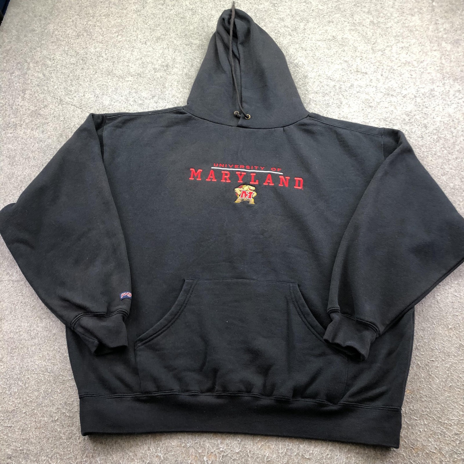 Maryland Terrapins Hoodie Men XL Black NCAA Football JanSport Sweatshirt Y2K VTG